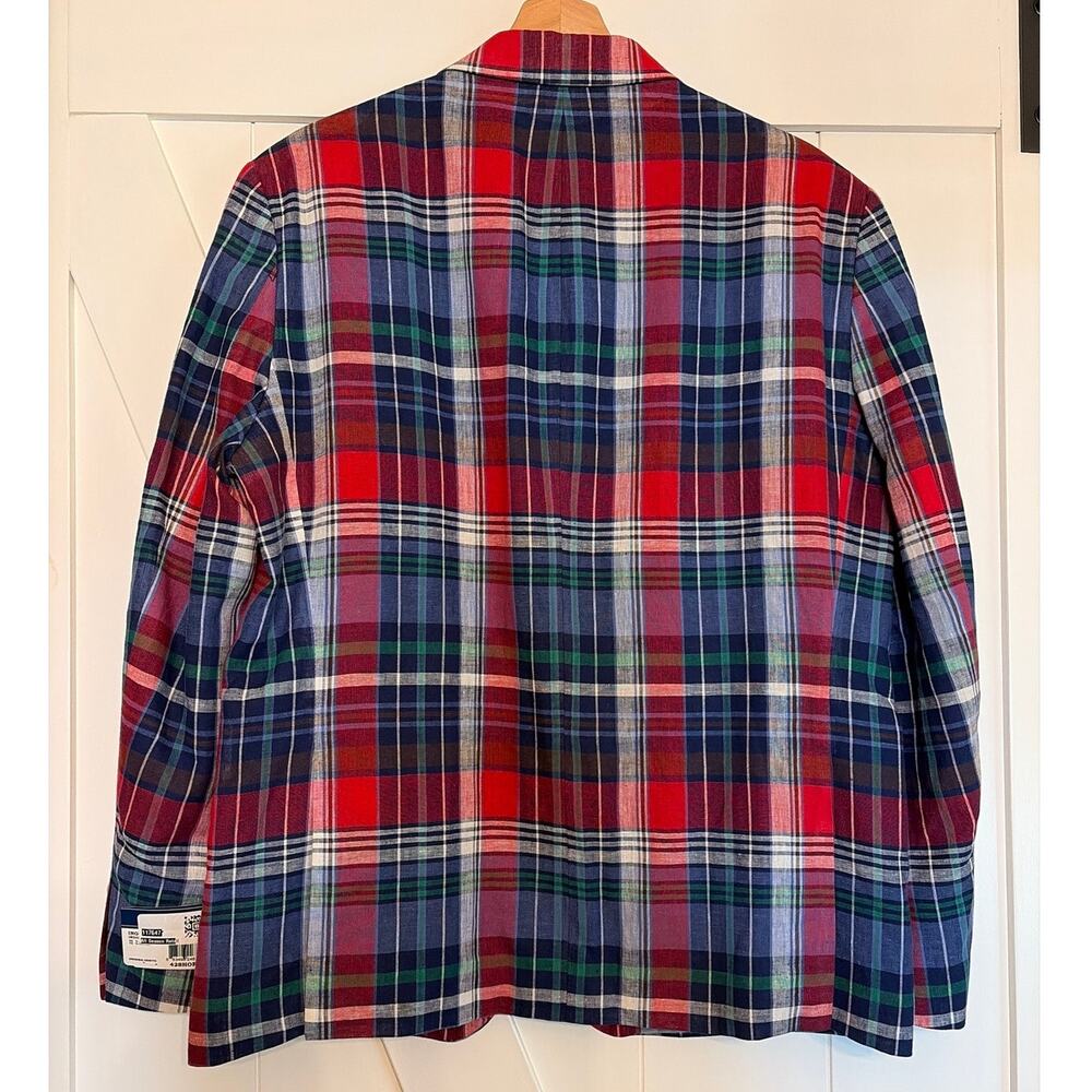 NWT IZOD Plaid Linen Blend Sport Coat Blazer 42S Preppy Derby Golfcore - Picture 8 of 14